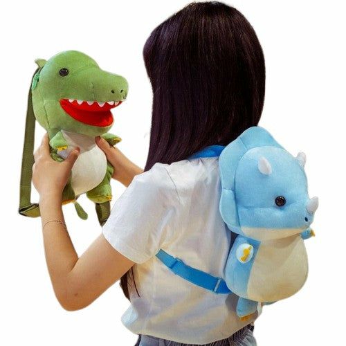 Animals 13" Cute Tyrannosaurus & Triceratops Dinosaur Plush Backpacks for Kids | T-rex Dinosaurs Animals