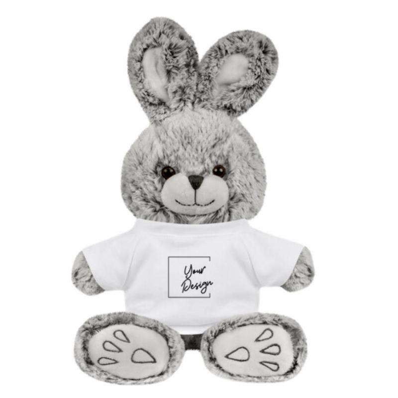 Animals 14" Gray Bunny Plush w/ Custom Tee | Bunnies Animals (A-B) Animals