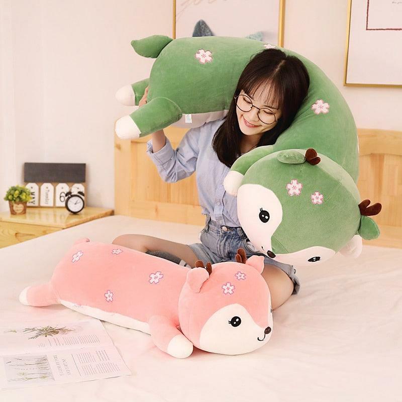 Animals 31.5" – 39" Huge Soft Kawaii Lying Deer Stuffed Lovely Animal Plush Toys | 31.5In / 80cm | Deer Animals (C-E) Animals