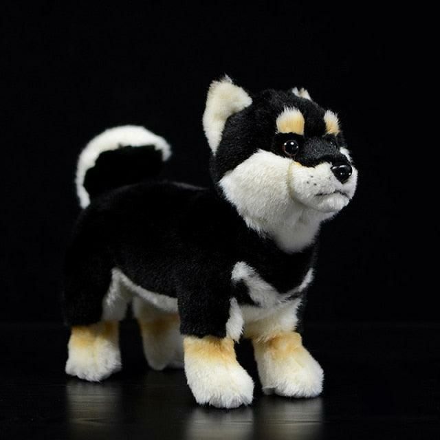 Animals 9" Realistic Black Shiba Inu Dog Plush Toy | Shiba Inu Dog Breeds Animals