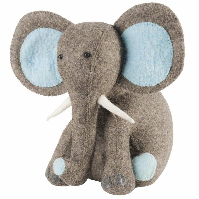 Animals Blue Elephant Door Stop in Hand Felted Wool | Elephants Animals (C-E) Animals