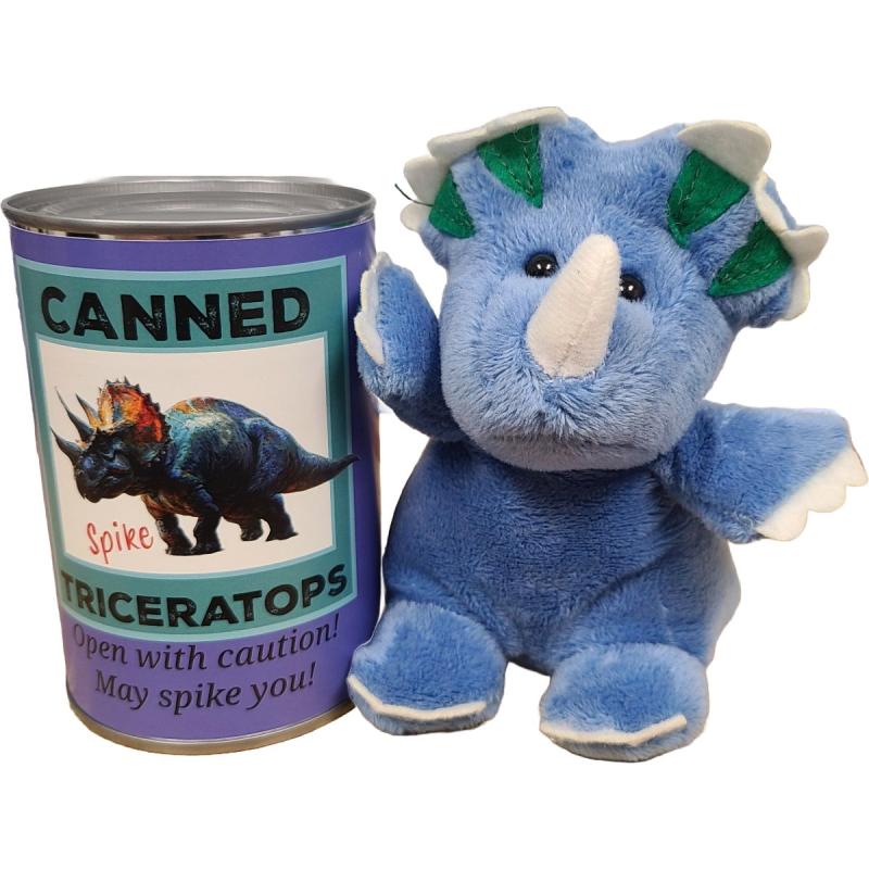 Animals Canned Gifts – Spike the Canned Triceratops Dinosaur Plush w/Funny Jokes | Triceratops Dinosaurs Animals