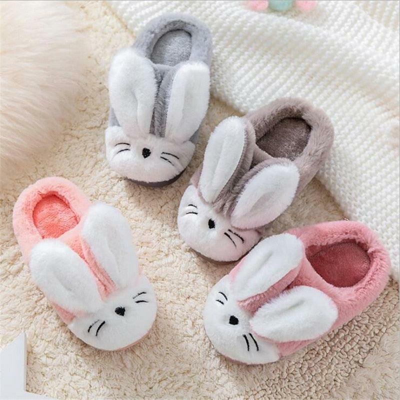 Animals Children’s Indoor Cotton Plush Bunny Rabbit Slippers, Warm Plushy Slippers for Kids | Bunnies Animals (A-B) Animals