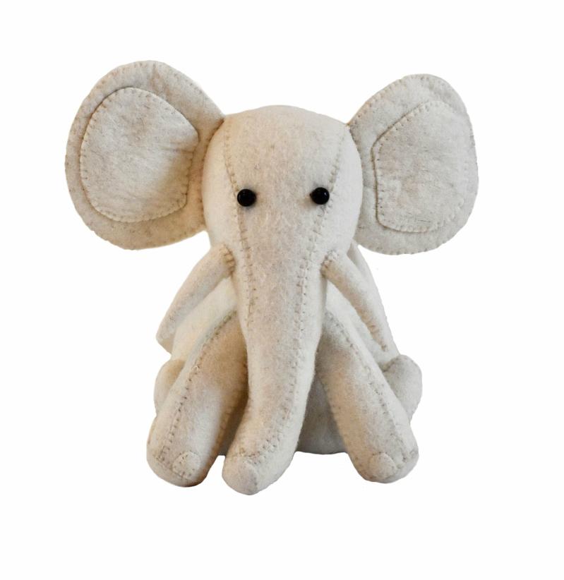 Animals Cream Elephant Door Stop in Hand Felted Wool | Elephants Animals (C-E) Animals