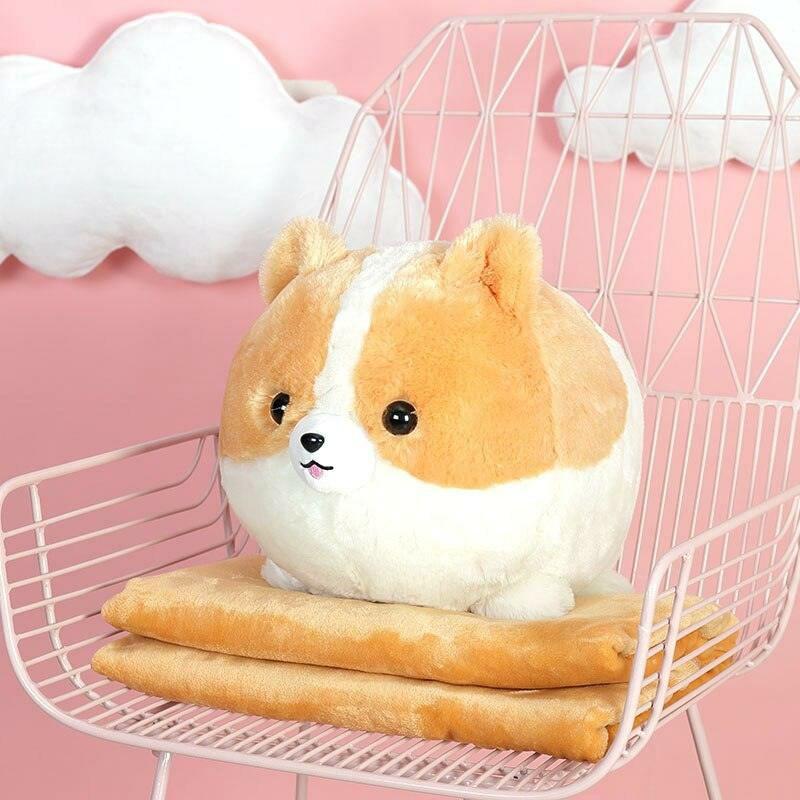 Animals Cute Corgi Kawaii Plush Toy Cushion with Blanket, Great for Gifts | Dogs Animals (C-E) Animals