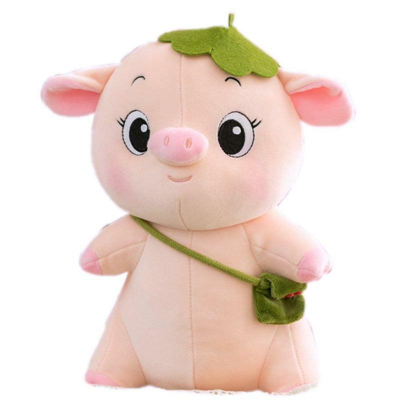 Animals Cute Lotus leaf Hat Piggy Plush Toy | 9In-9In | Pigs Animals (P-R) Animals