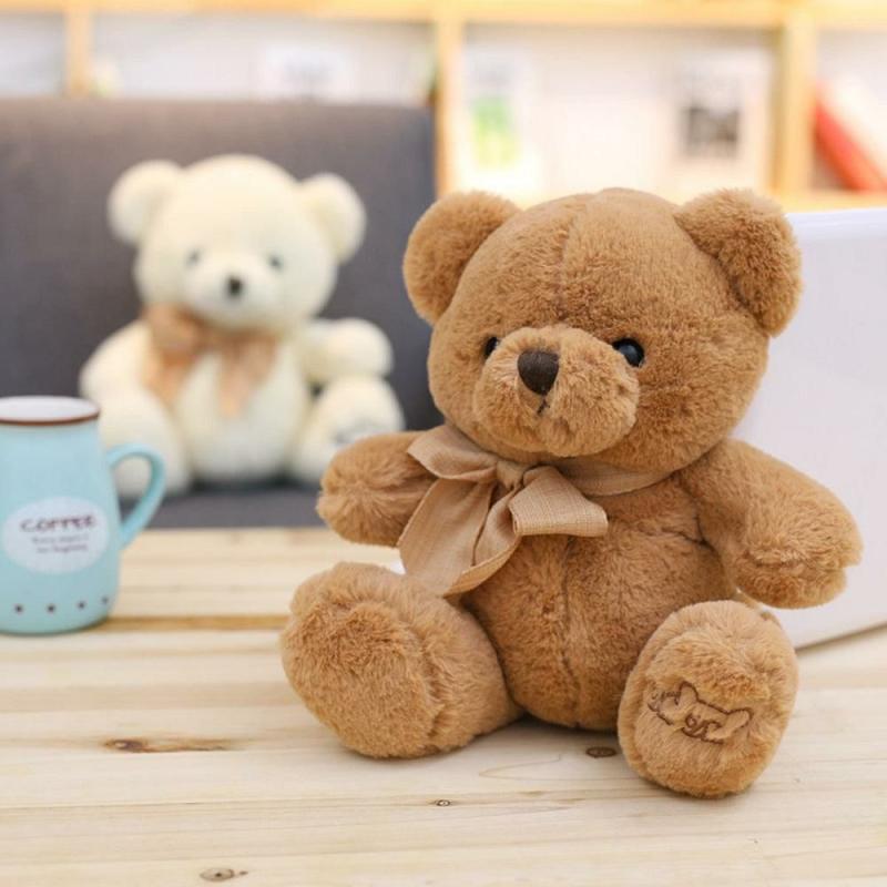 Animals Fluffy Adorable Soft Brown and White Stuffed Teddy Bear Plush Toys with Bows | 25cm | Teddy Bears Animals (T-Z) Animals