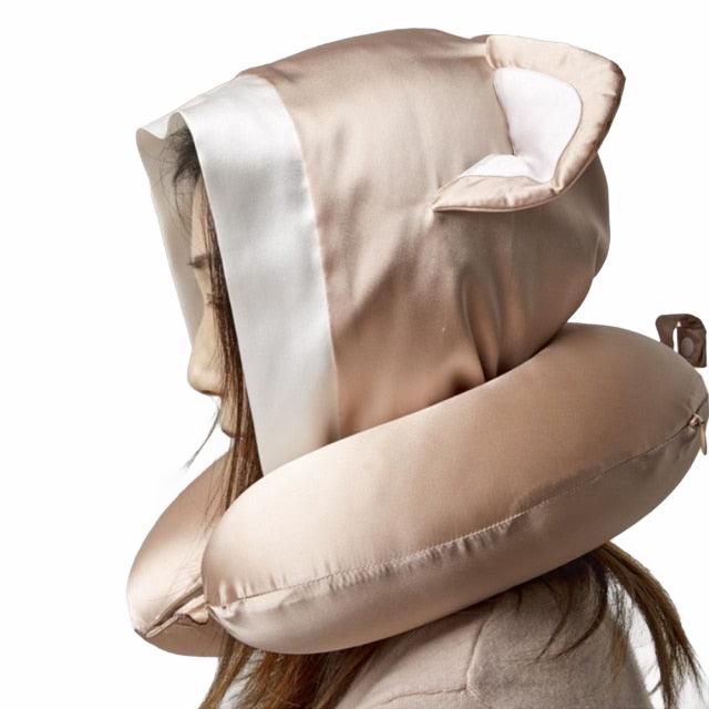 Animals Foxy Silk Hoodie Travel Neck Pillow | Fox Animals (F-H) Animals