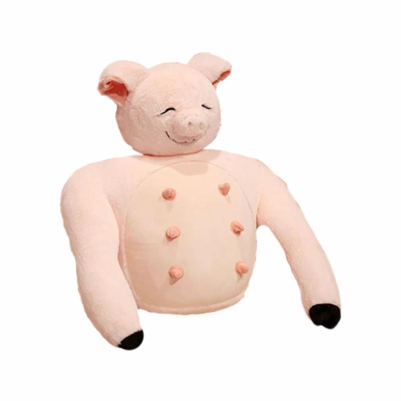 Animals Funny Muscle Pig Plush Pillow | 25In | Pigs Animals (P-R) Animals