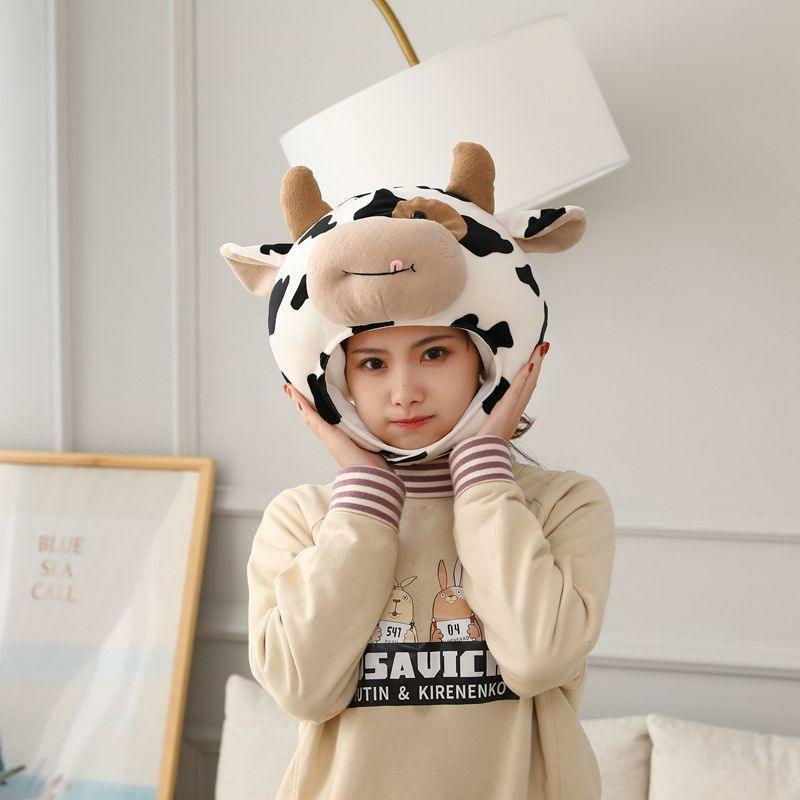 Animals Funny Soft Spot Cow Head Plush Toy Hat, Stuffed Animal Plush Hats | 15.5In x 16In / 40 x 42cm | Cows Animals (C-E) Animals