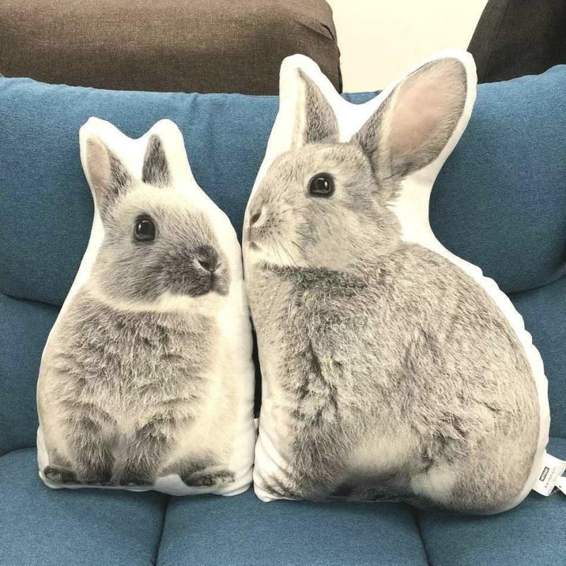 Animals Gray Rabbit Throw Pillow Sofa Cushion Toy | 18In x 11In | Bunnies Animals (A-B) Animals