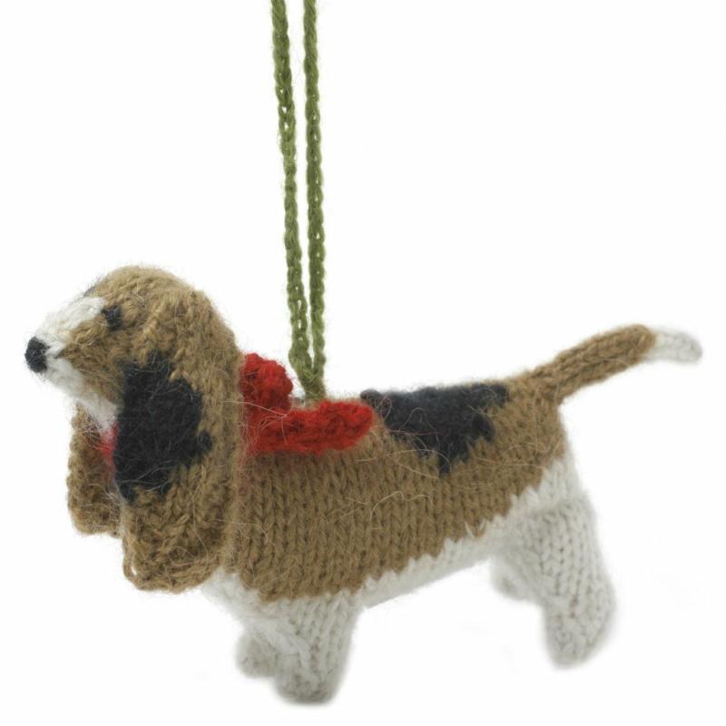 Animals Hand Knit Alpaca Wool Christmas Ornament – Basset Hound Dog | Llamas Animals (K-O) Animals