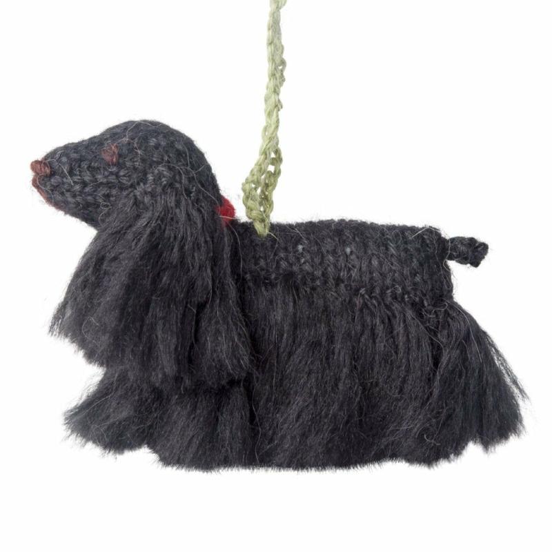 Animals Hand Knit Alpaca Wool Christmas Ornament – Black Cocker Spaniel Dog | Llamas Animals (K-O) Animals