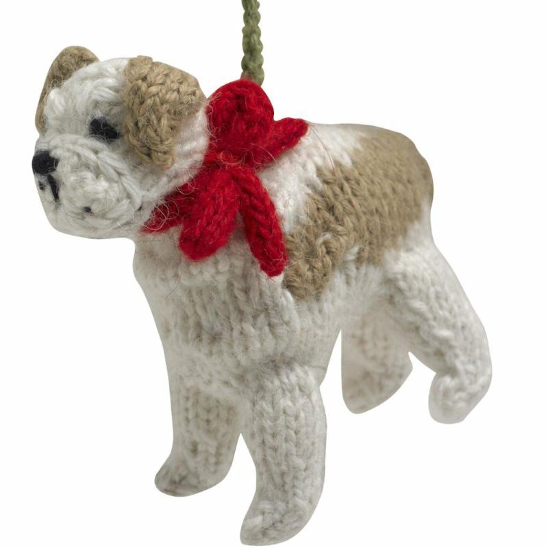 Animals Hand Knit Alpaca Wool Christmas Ornament – Bulldog | Bulldogs Bulldogs Animals