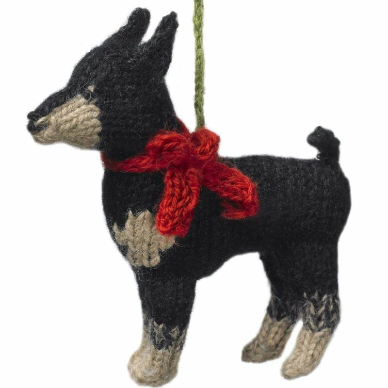 Animals Hand Knit Alpaca Wool Christmas Ornament – Doberman Pinscher Dog | Llamas Animals (K-O) Animals