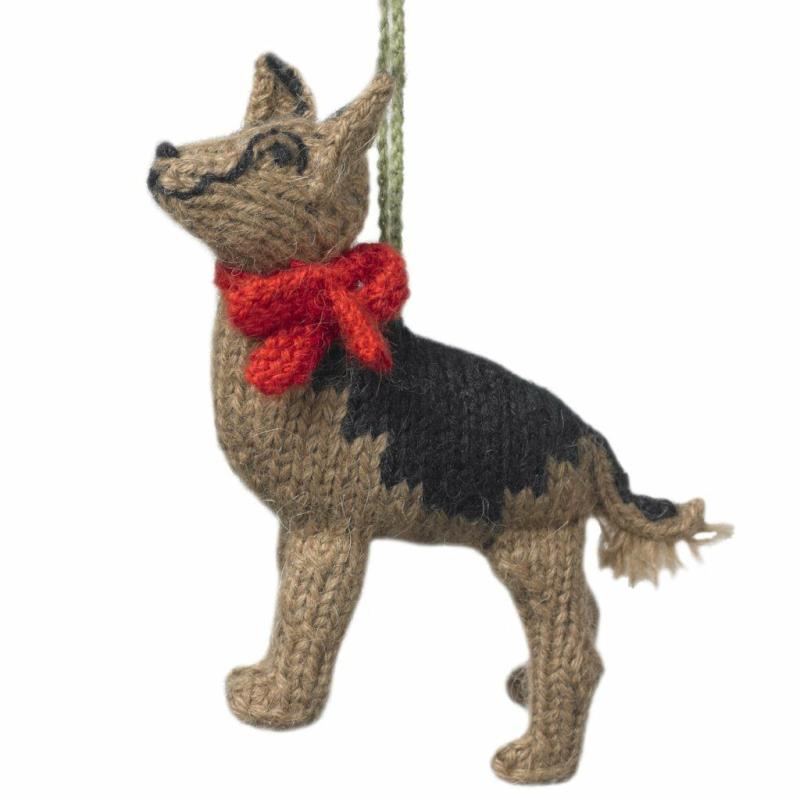 Animals Hand Knit Alpaca Wool Christmas Ornament – German Shepherd Dog | Llamas Animals (K-O) Animals