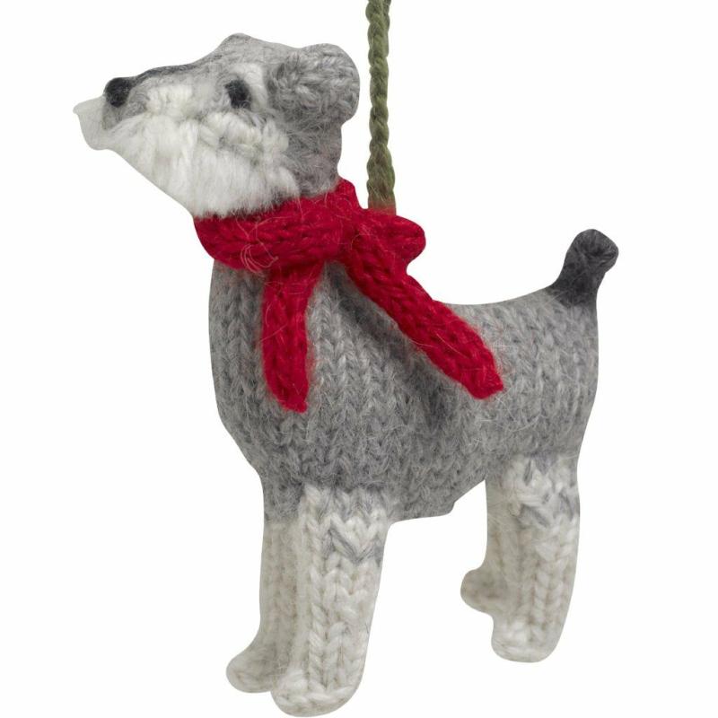 Animals Hand Knit Alpaca Wool Christmas Ornament – Schnauzer Dog | Llamas Animals (K-O) Animals