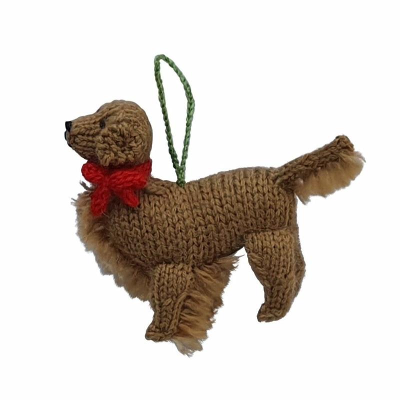 Animals Hand Knit Golden Retriever Christmas Ornament | Golden Retriever Dog Breeds Animals