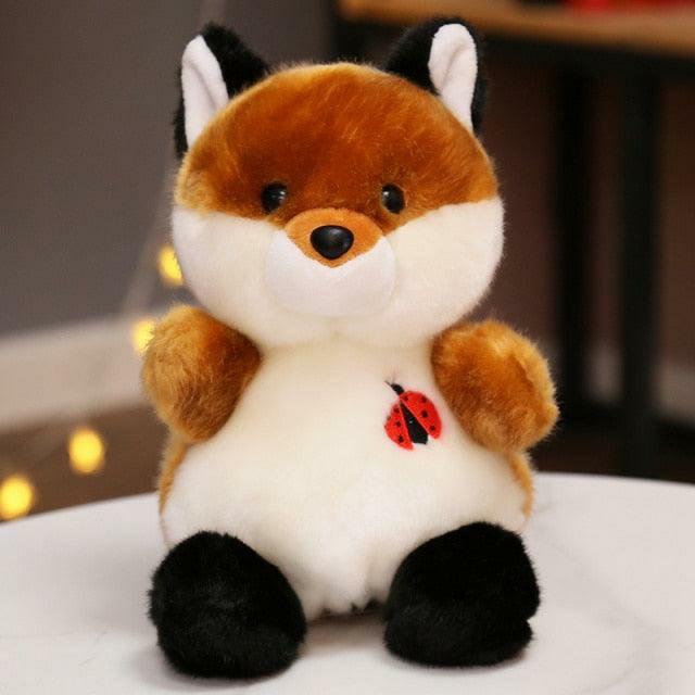 Animals Kawaii Ladybug-Heart Fox Sitting Animal Plushies | Fox Animals (F-H) Animals