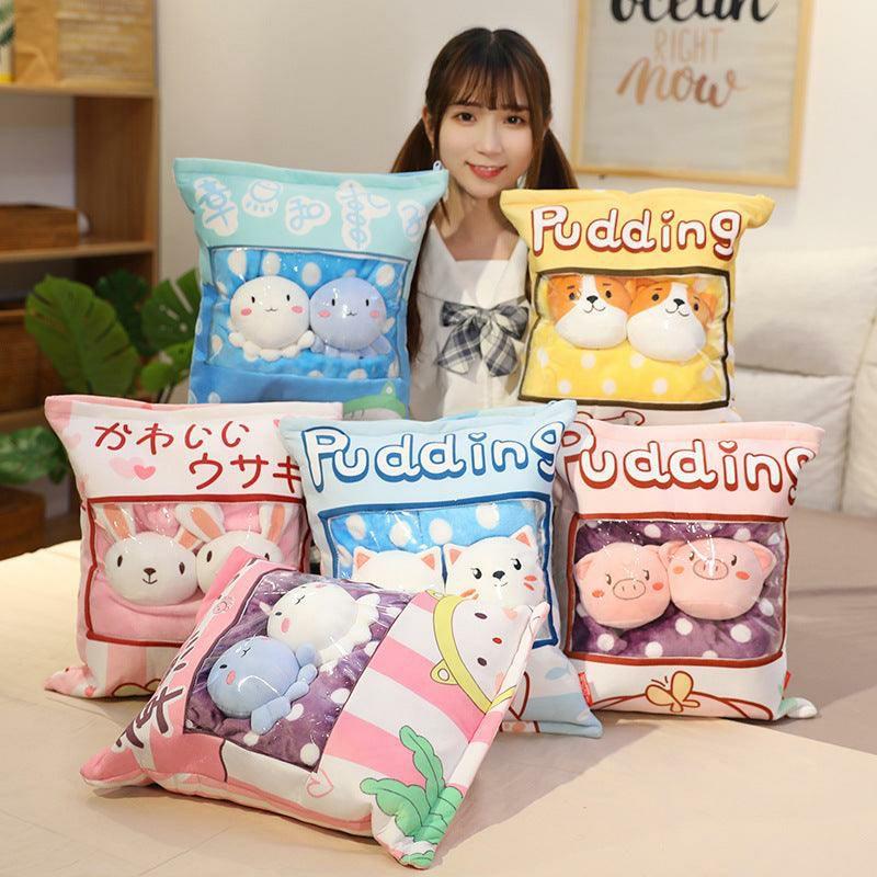 Animals Kawaii Pudding Various Stuffed Plush Bags | Dogs Animals (C-E) Animals