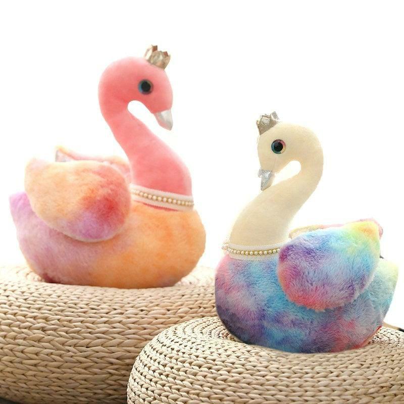 Animals Pink Rainbow Swan fluffy Doll toy | 11In | Swan Animals (S) Animals