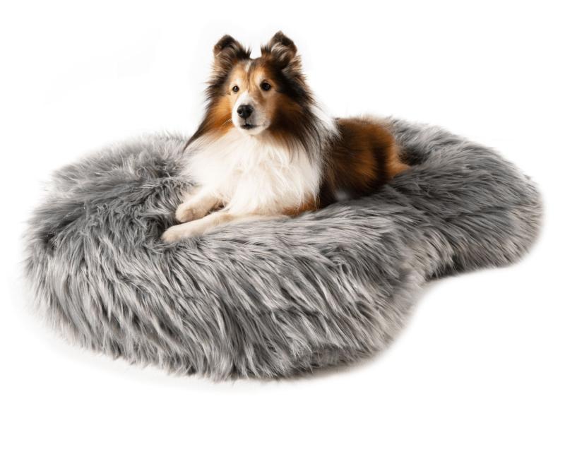 Animals PupCloud™ Faux Fur Memory Foam Dog Bed – Curve Charcoal Grey | One Size (50In L X 32In W X 5In H) | Dogs Animals (C-E) Animals