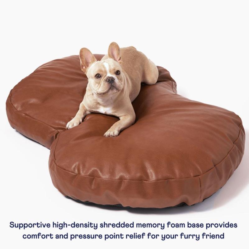 Animals PupCloud™ Faux Leather Memory Foam Dog Bed – Bourbon | One Size (50In L X 32In W X 5In H) | Dogs Animals (C-E) Animals