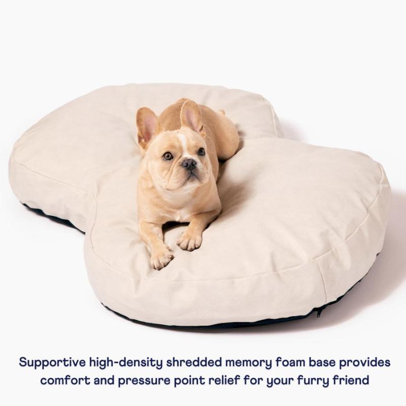 Animals PupCloud™ Faux Leather Memory Foam Dog Bed – Cream | One Size (50In L X 32In W X 5In H) | Dogs Animals (C-E) Animals