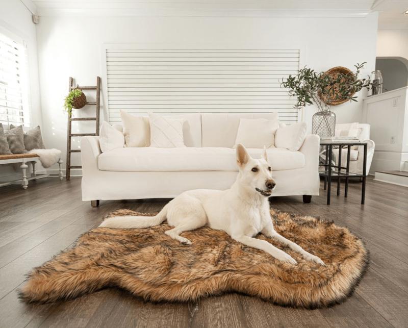 Animals PupRug by Paw.com™ Faux Fur Orthopedic Dog Bed – Curve Sable Tan | Medium (40In L X 25In W) | Dogs Animals (C-E) Animals