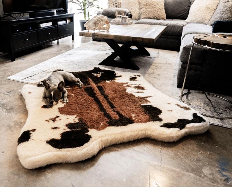 Animals PupRug™ Animal Print Memory Foam Dog Bed – Brown Faux Cowhide | Junior (40In L X 35In W) | Dogs Animals (C-E) Animals