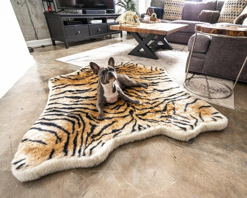 Animals PupRug™ Animal Print Memory Foam Dog Bed – Tiger Faux Print | One Size (55In L X 50In W) | Dogs Animals (C-E) Animals