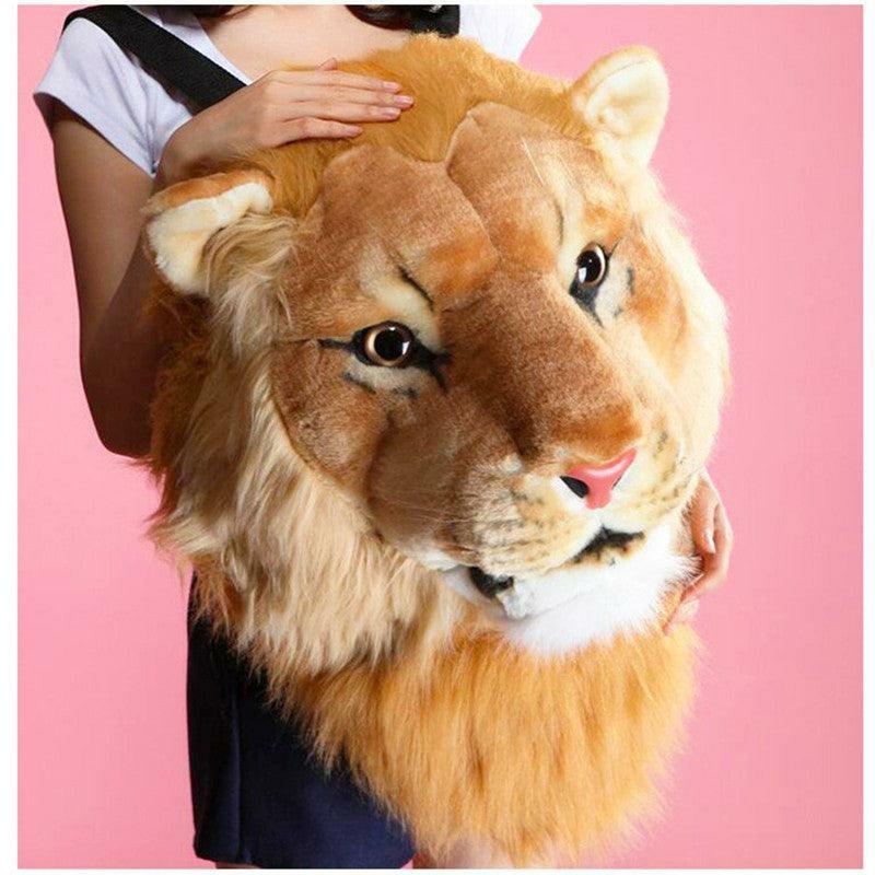 Animals Realistic Lion and Tiger Head Plush Backpacks | Lions Animals (K-O) Animals