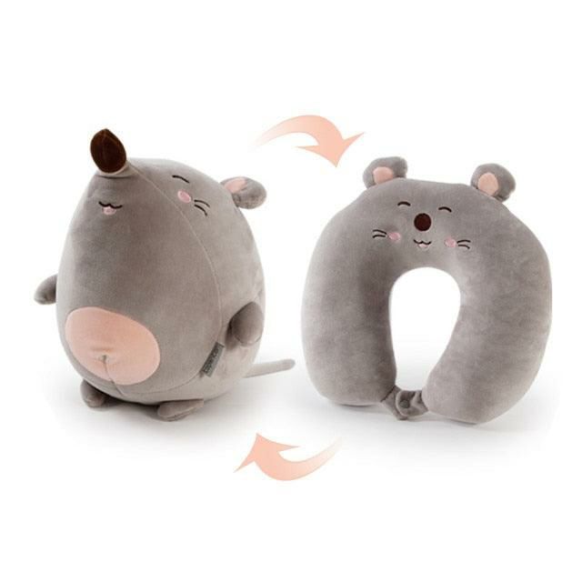 Animals Reversible Mouse Plush U-Neck Travel Pillow | Mice & Rats Animals (K-O) Animals