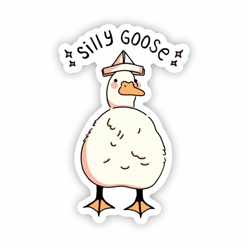 Animals Silly goose animal pun with hat sticker | Geese Animals (F-H) Animals