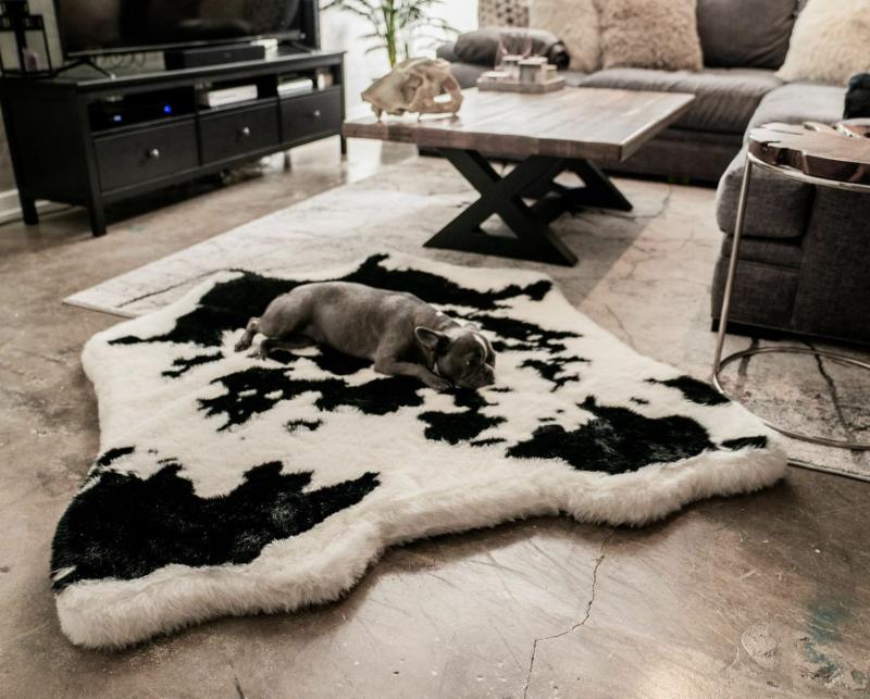 Animals PupRug™ Animal Print Memory Foam Dog Bed – Black Faux Cowhide | Junior (40In L X 35In W) | Dogs Animals (C-E) Animals