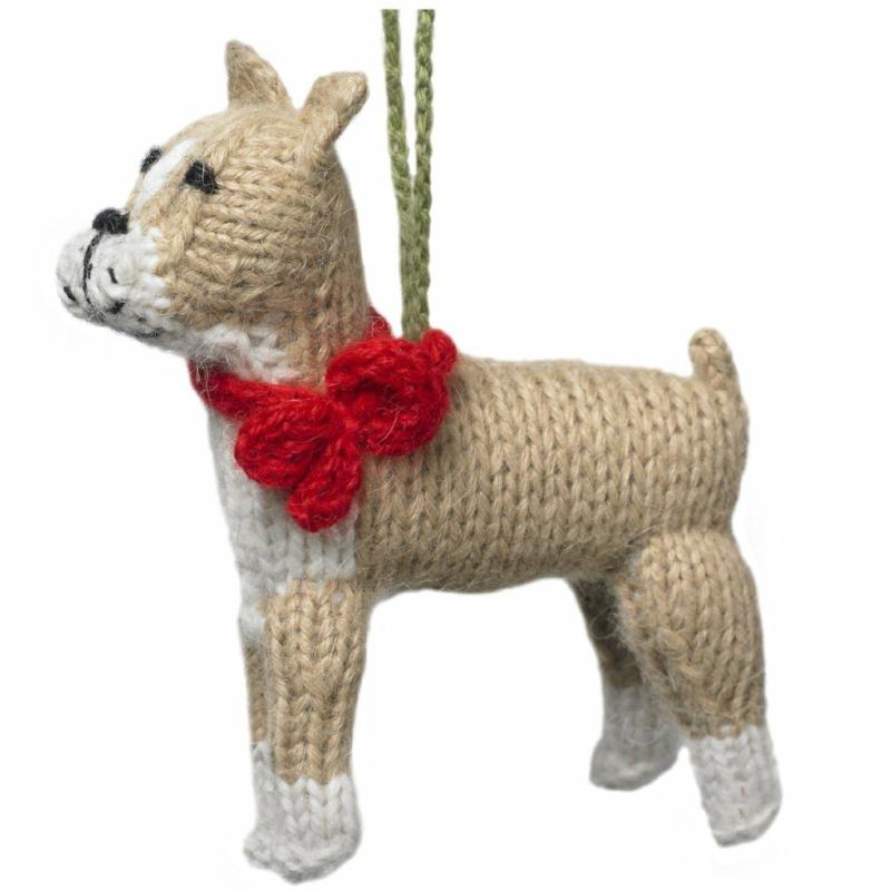 Animals Hand Knit Alpaca Wool Christmas Ornament – Boxer Dog | Llamas Animals (K-O) Animals