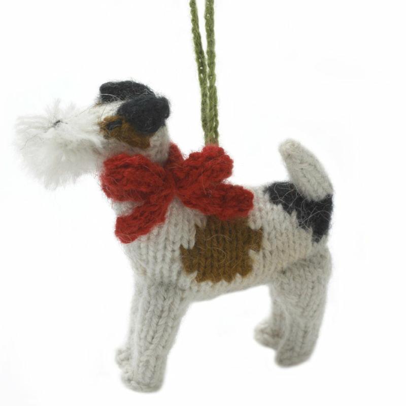 Animals Hand Knit Alpaca Wool Christmas Ornament – Fox Terrier Dog | Llamas Animals (K-O) Animals